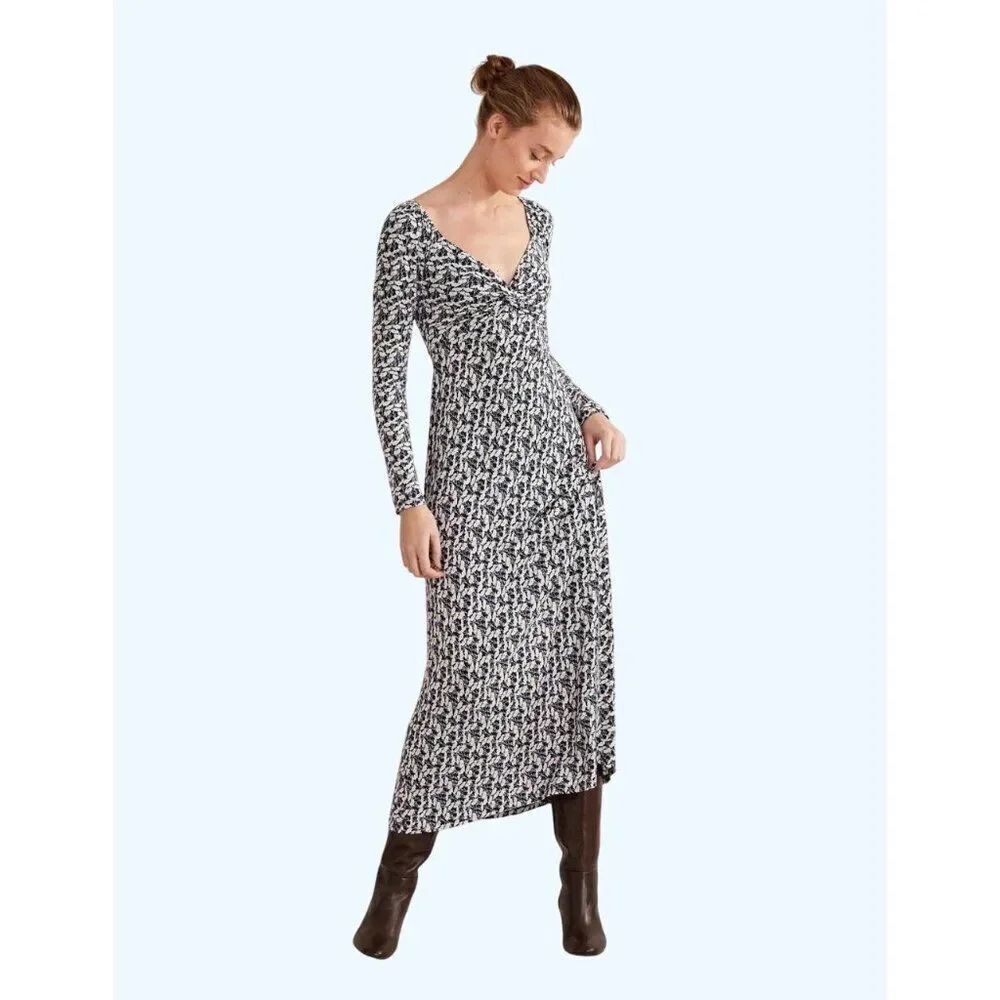 Boden Womens Midi Dress UK 12 US 8 Navy blue Sweetheart Neck D0453 NWT